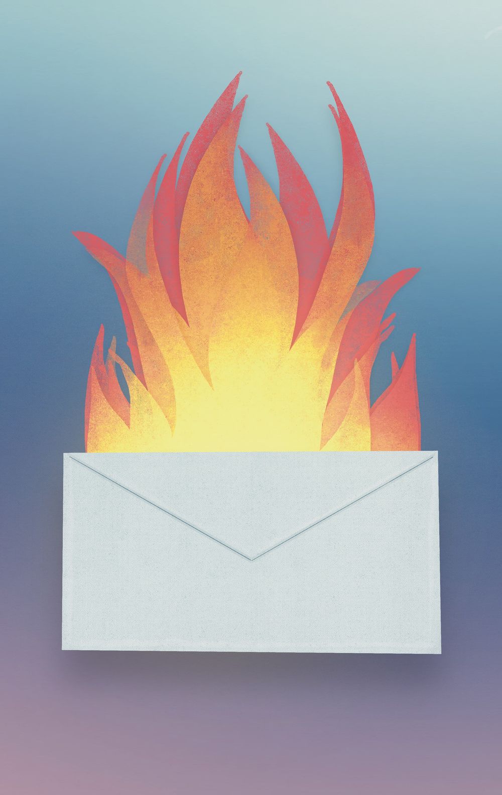 email letter on fire